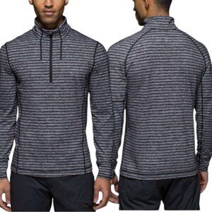 Lululemon Sweat Session 1/2 Zip Raven Stripe Black Heathered Black